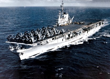 USS Midway (CVB-41) steaming off the Firth of Clyde in September 1952