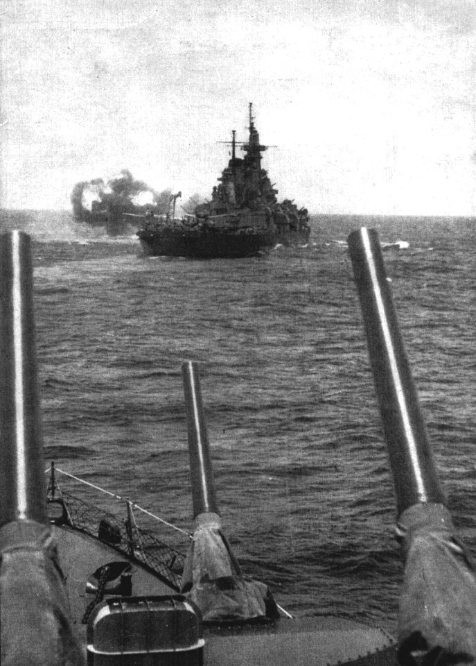 USS Missouri (BB-63) firing guns in 1946