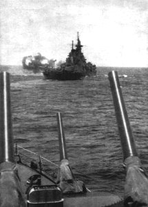 USS Missouri (BB-63) firing guns in 1946