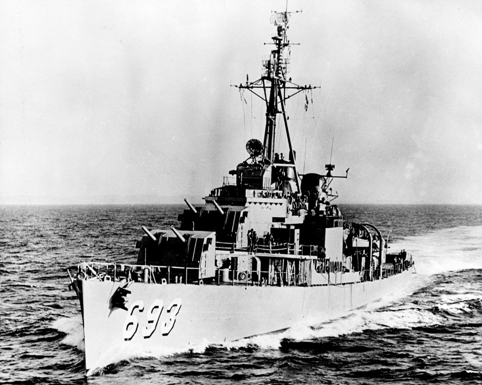 USS Moale (DD-693) underway at sea, circa in 1953 (NH 45926)