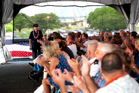 USS Missouri Memorial Veterans Day Sunset Ceremony 141111-N-IU636-076