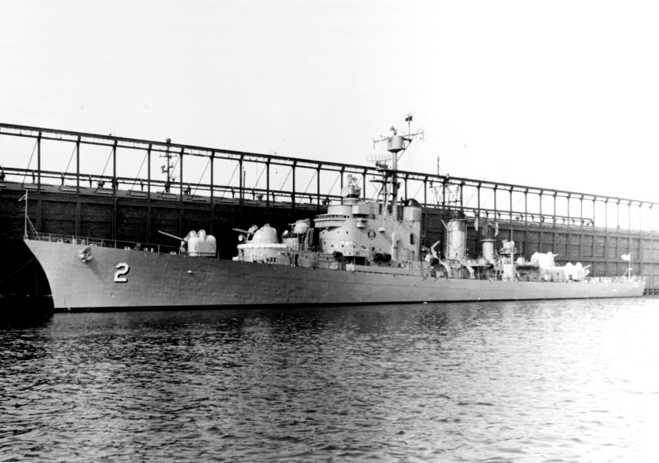 USS Mitscher (DL-2) at New York in May 1957