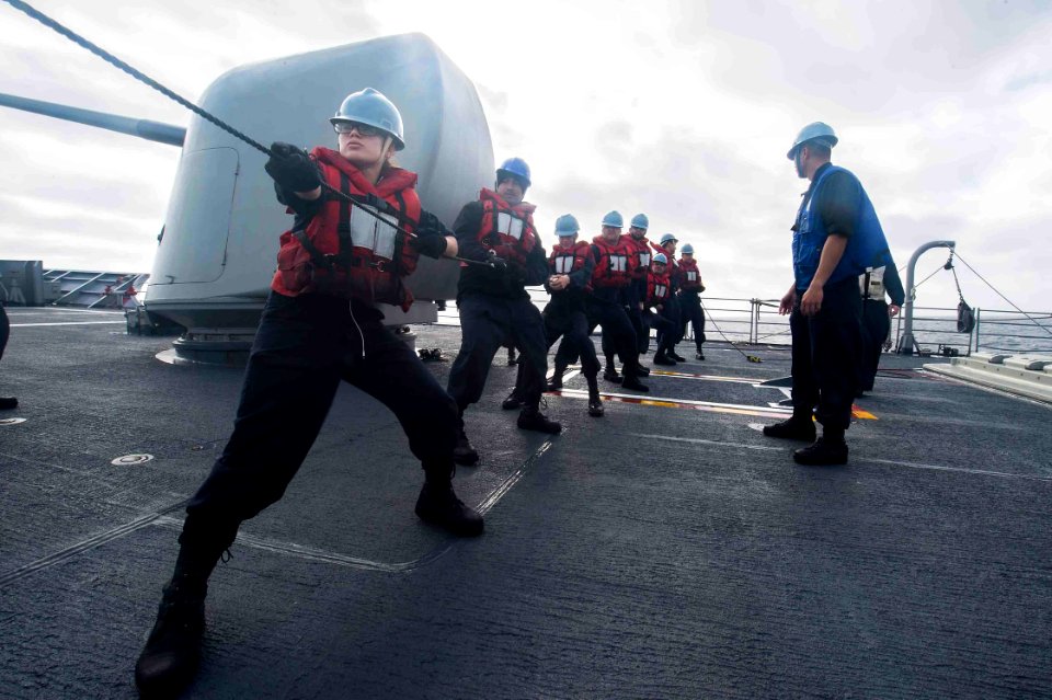 USS Mobile Bay replenishment at sea 160304-N-EH218-360
