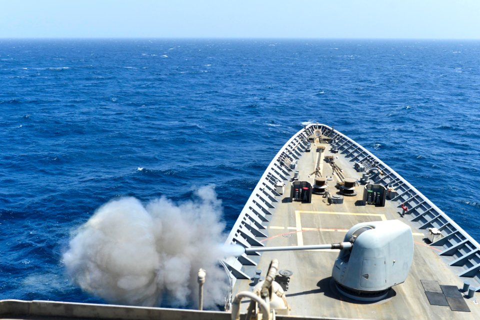 USS Monterey conducts a live-fire exercise. (9067627947)