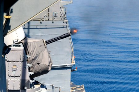 USS Monterey (CG 61) fires a CIWS. (8938604929)