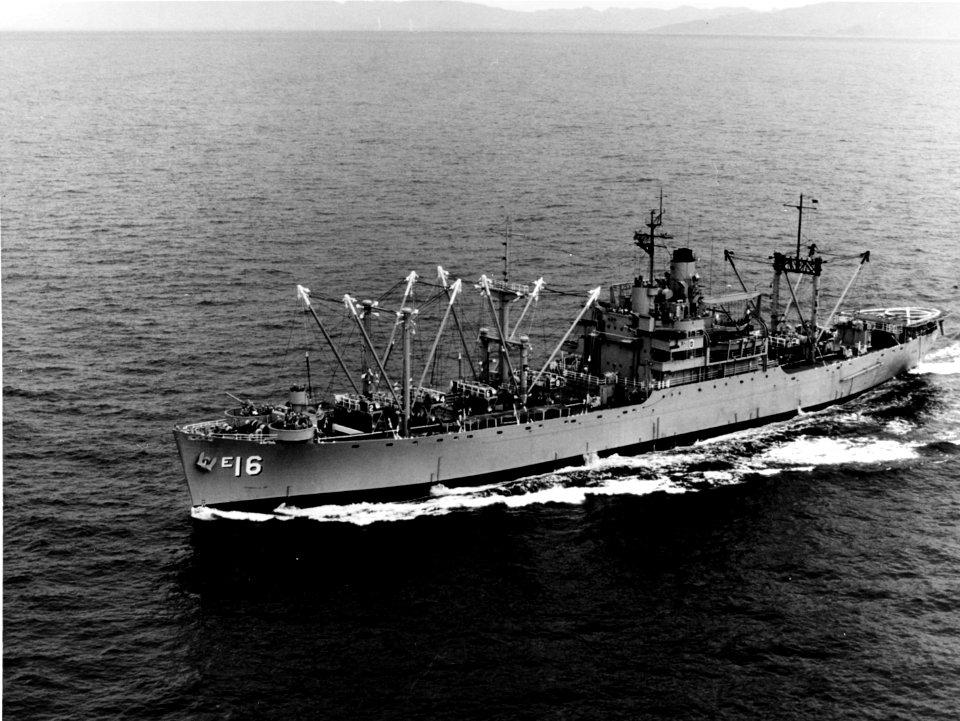 USS Mount Katmai (AE-16) underway off Subic Bay, Philippines, 11 December 1969 (K-80197)