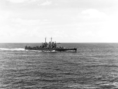 USS Montpelier (CL-57) underway on 11 June 1944 (80-G-243381)