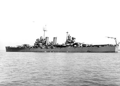 USS Nashville (CL-43) off the Mare Island Naval Shipyard on 4 August 1943