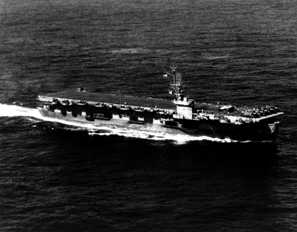USS Nehenta Bay (CVE-74) underway at sea, in 1944 (L45-196.03.01)