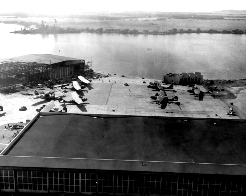 USS Nevada aerial view 2nd grounding off Waipio Point Nara 80-G-32505
