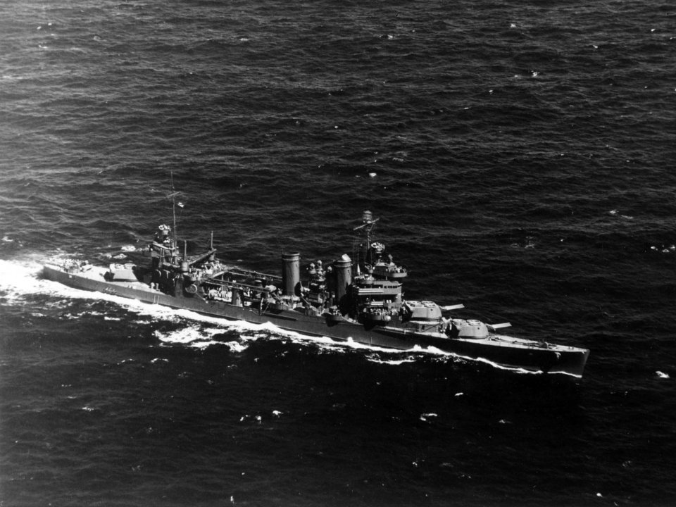 USS New Orleans (CA-32) underway during exercises off Hawaii on 8 July 1942 (80-G-10115)