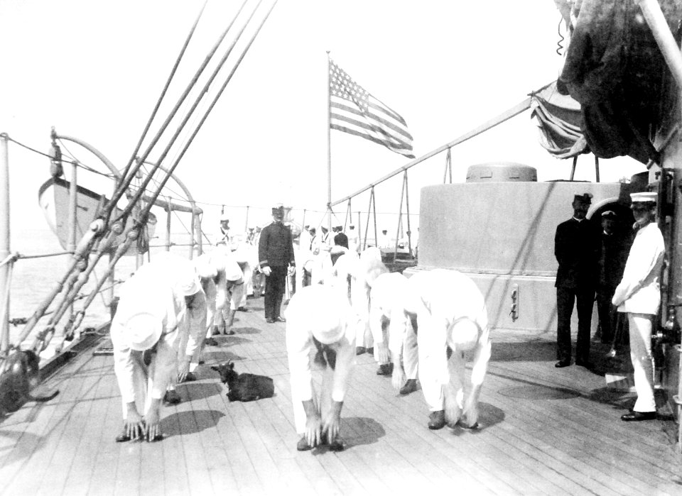 USS New York (ACR-2), Morning Exercise (25274943914)