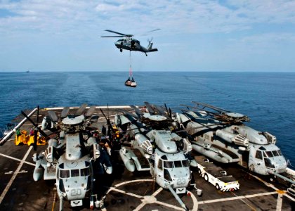 USS New York crew performs casualty exercise, replenishes at sea 121002-N-XK513-027
