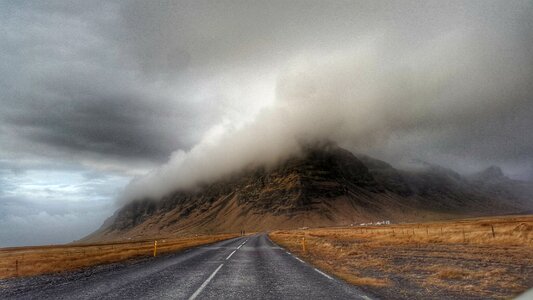 Road lane clouds photo