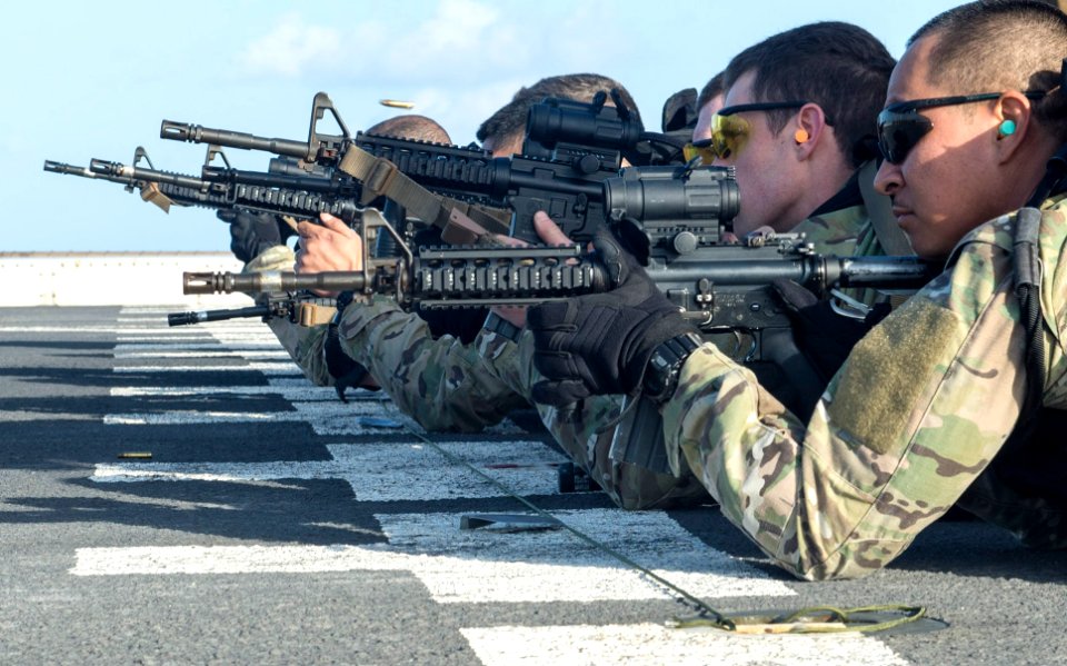 USS New York conducts a live-fire exercise. (15534309424)