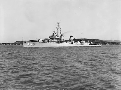 USS Nicholas (DD-449) off the Mare Island Naval Shipyard, California (USA), on 2 March 1951 (NH 107429)