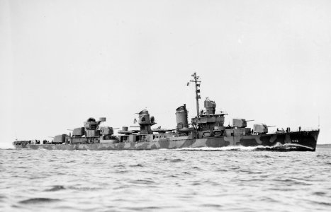 USS Nicholas (DD-449) running trials on 28 May 1942 (19-N-36882)