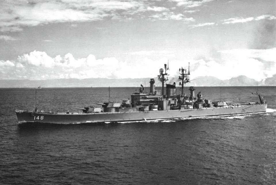 USS Newport News (CA-148) underway at sea, circa in 1967