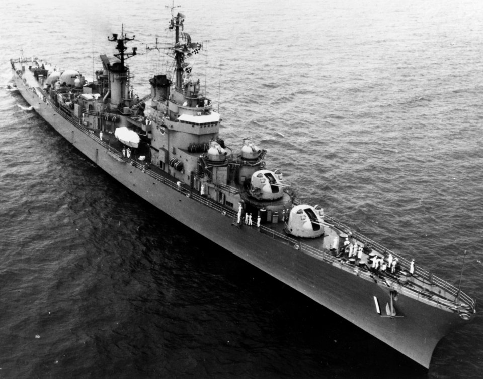 USS Norfolk (DL-1) underway on 19 September 1957 (NH 94160)