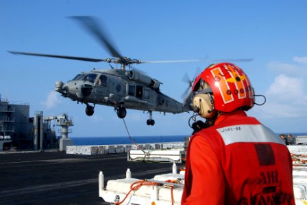 USS Nimitz offloads munitions while underway DVIDS93501