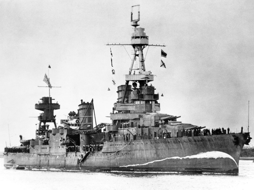 USS Northampton (CA-26) at Brisbane on 5 August 1941 (NH 94596)