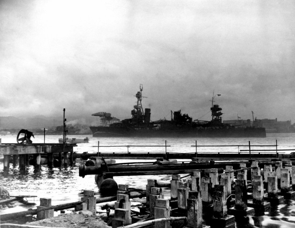 USS Northampton (CA-26) entering Pearl Harbor 8 Dec 1941