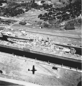 USS North Carolina (BB-55) transiting the Panama Canal, 11 October 1945