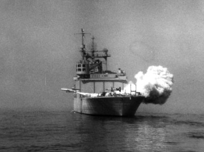 USS Norton Sound (AV-11) launches a JB-2 Loon missile on 12 October 1949 (80-G-438269)