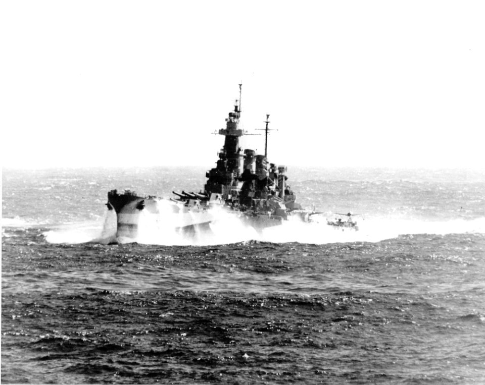 USS North Carolina (BB-55) in heavy seas, December 1944