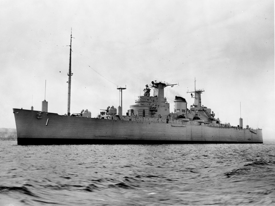 USS Northampton (CLC-1) off Boston on 28 February 1953