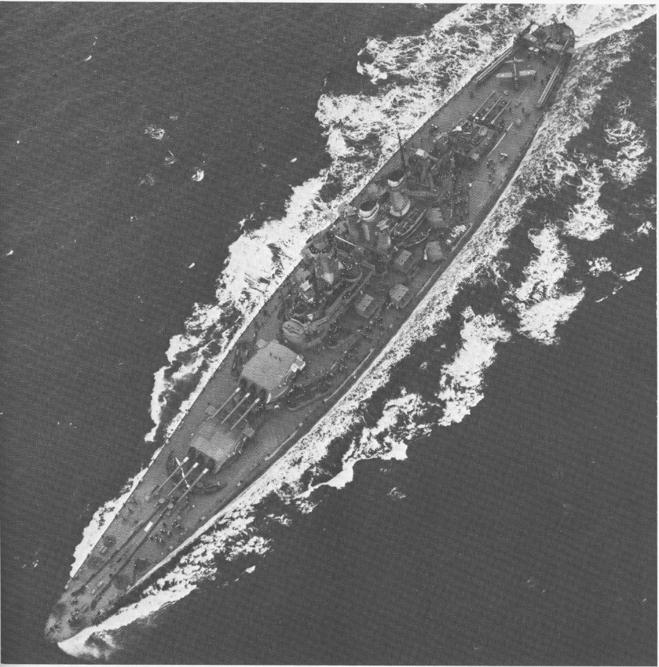 USS North Carolina overhead