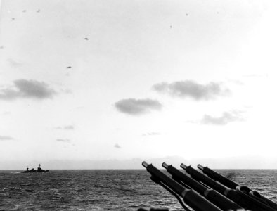 USS Northampton (CA-26) under air attack off Wake on 24 February 1942
