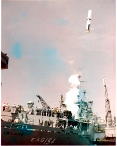 USS Observation Island (E-AG-154) test firing Polaris missile