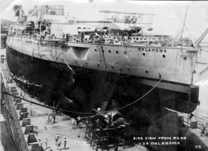 USS Oklahoma BB-37 dry dock 1920s