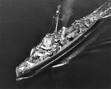 USS Osterhaus (DE-164) underway in the Atlantic Ocean, in June 1943