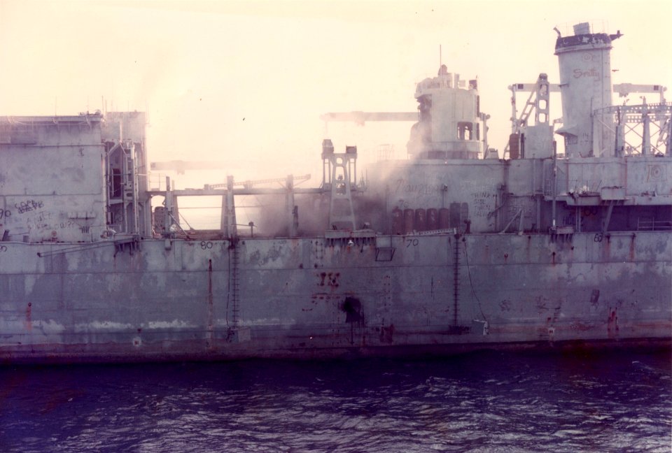 USS Ozark At Missile Impact
