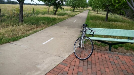 Bicycle path seat park bench photo