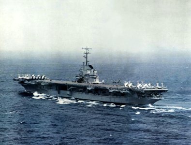 USS Oriskany (CVA-34) underway at sea, in 1956