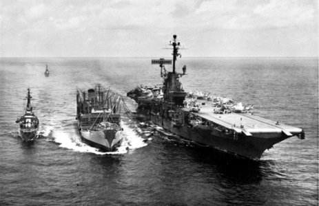 USS Passumpsic (AO-107) refuels USS Ticonderoga (CVA-14) in 1963