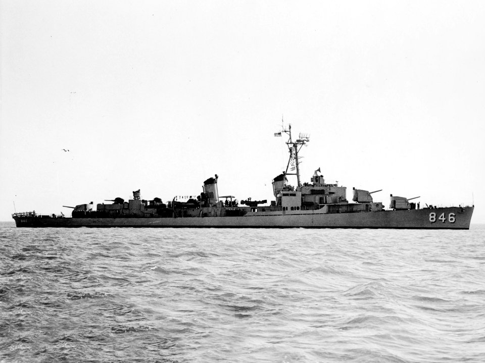 USS Ozbourn (DD-846) at sea on 2 March 1952