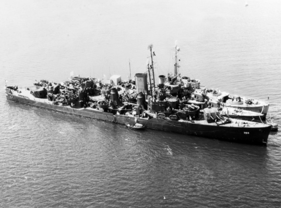 USS Phelps (DD-360) and USS McCall (DD-400) moored at Casco Bay on 9 August 1945 (80-G-332952)