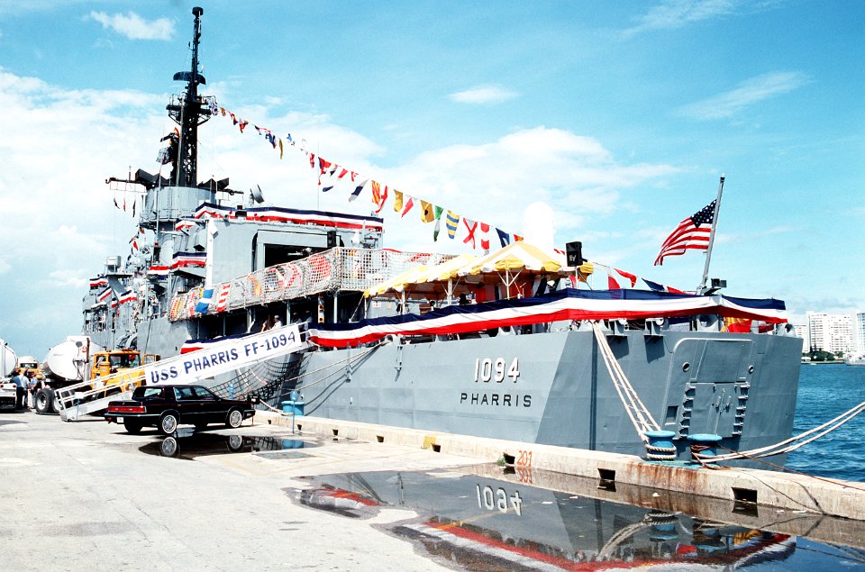 USS Pharris (FF-1094) at pier during Port Everglades Navy Appreciation Week 1989 DN-ST-90-05520