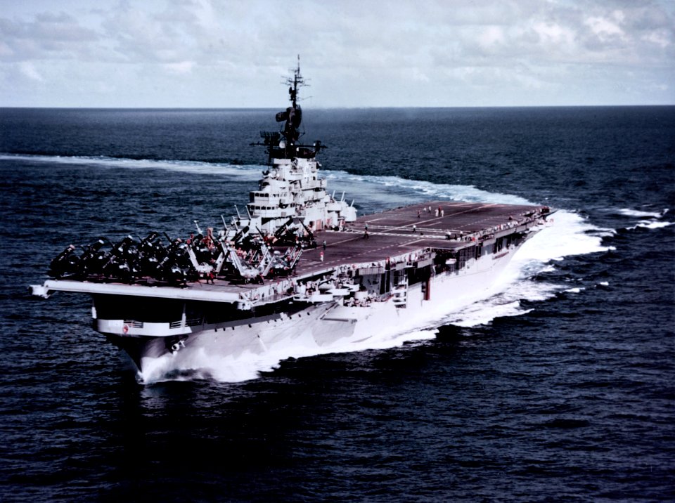 USS Philippine Sea (CVA-47) underway at sea on 9 July 1955 (80-G-K-18429)