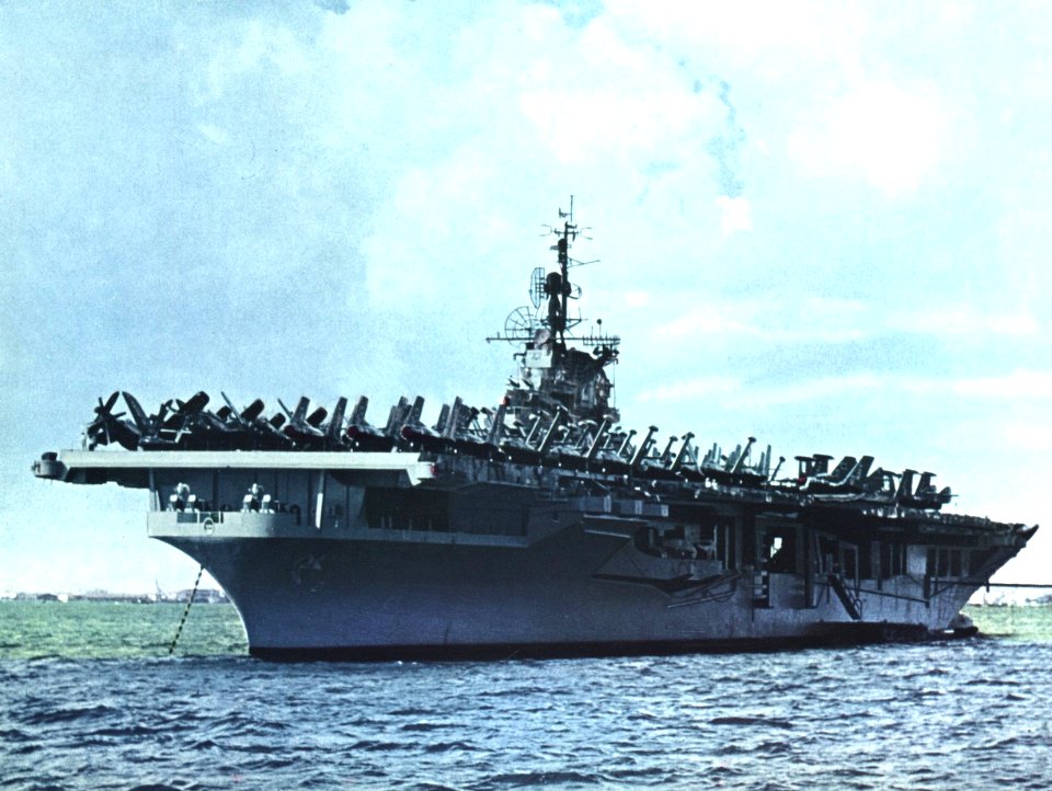 USS Philippine Sea (CVA-47) at anchor in 1954