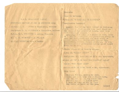 USS Ponaganset Christmas at Sea 1945 program (inside)