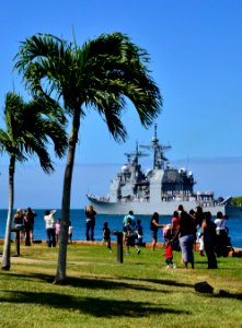 USS Port Royal departs Pearl harbor 110624-N-RI884-082