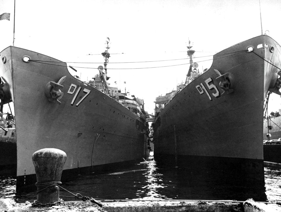 USS Prairie (AD-15) and USS Piedmont (AD-17) in port, in 1969