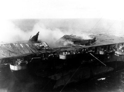 USS Princeton (CVL-23) damaged 2