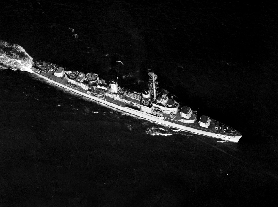 USS Power (DD-839) underway off Boston on 27 September 1951