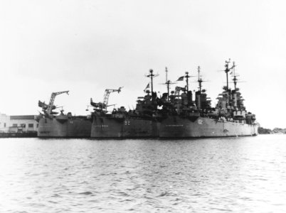 USS Providence (CL-82), USS Little Rock (CL-92) and USS Portsmouth (CL-102) at San Juan, Puerto Rico, 15 May 1948